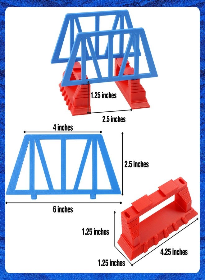 WSBXBB Bridge Double Lane Compatible with hot Wheel Track (Bridge Only) Red & Blue - Image 5